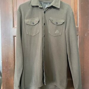 Men's Olive Green Fleece Button Up